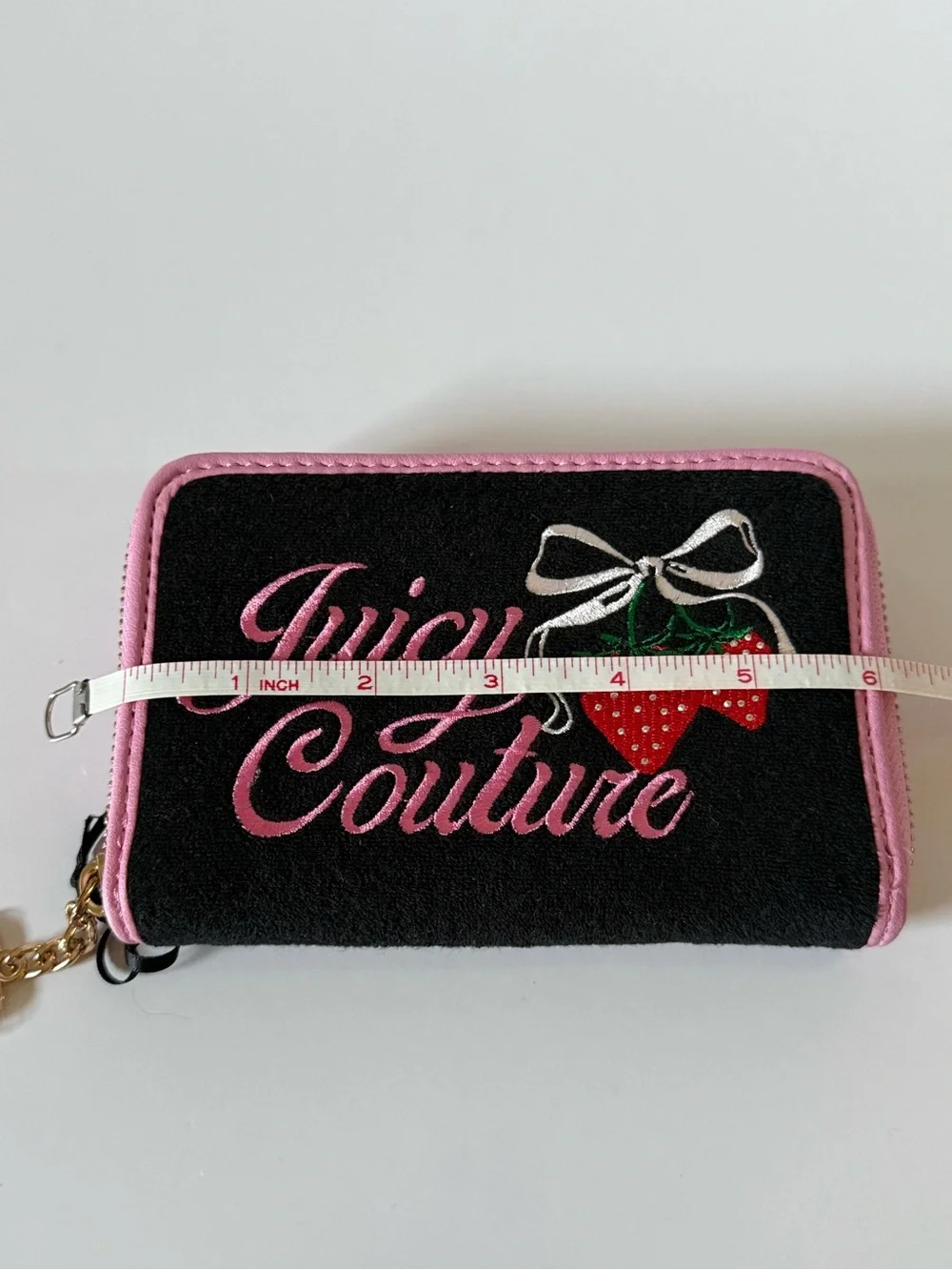Juicy Couture Retro Strawberry Zip Around Wallet NWT Heart Charm